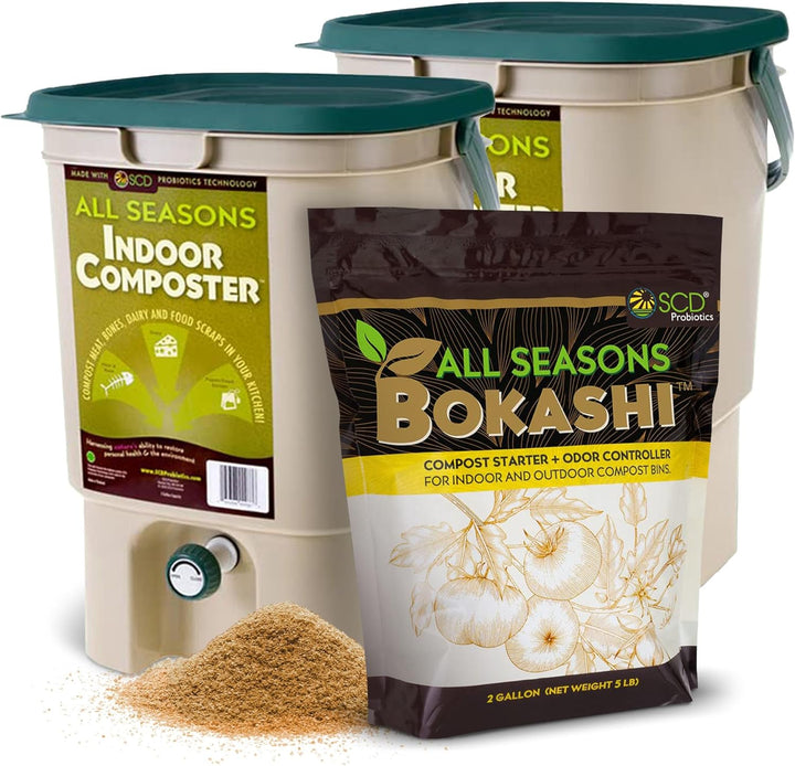 2 All Seasons Composter Kit + 2 Gallons of Bokashi - SCD Probiotics