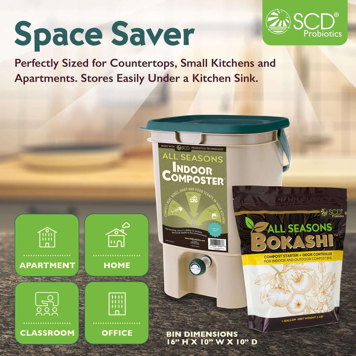 All Seasons Indoor Composter Kit with bokashi