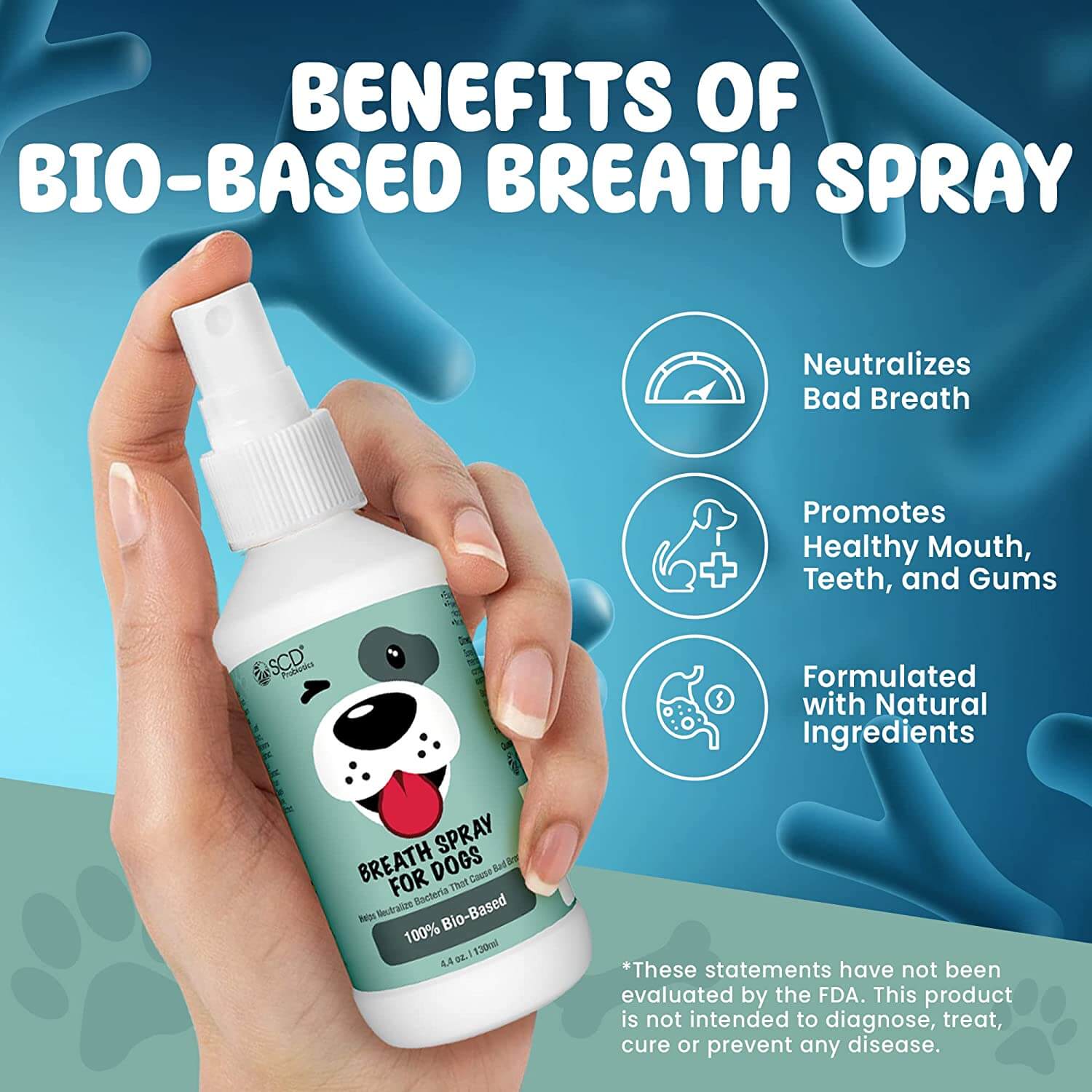 SCD Probiotics Breath Spray for Dogs with Live Probiotics