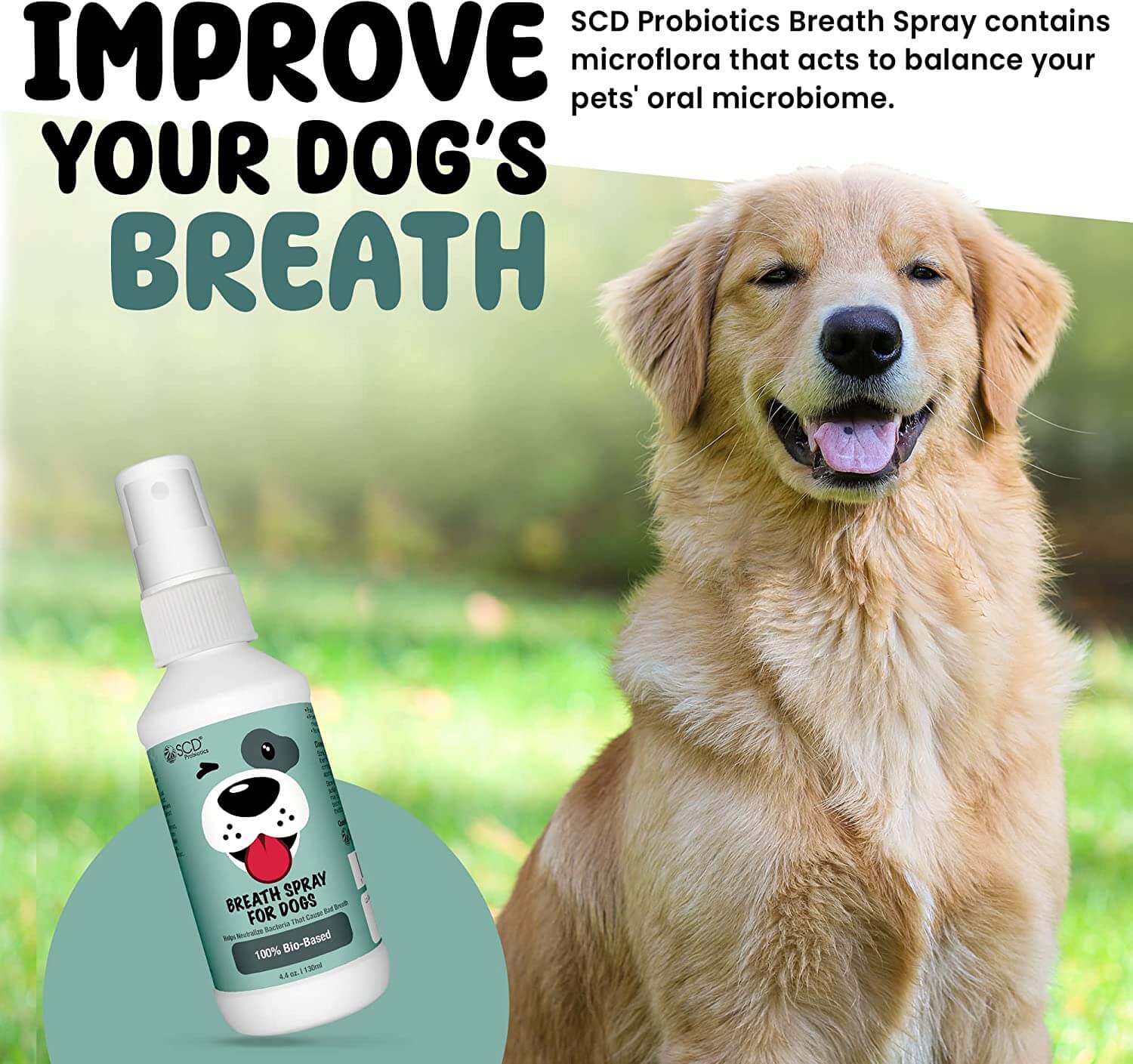 SCD Probiotics Breath Spray for Dogs with Live Probiotics
